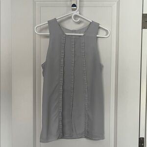 LOFT Gray Ruffle Detail Blouse Sz Small